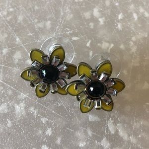 Yellow & Black Flower Stud Earrings